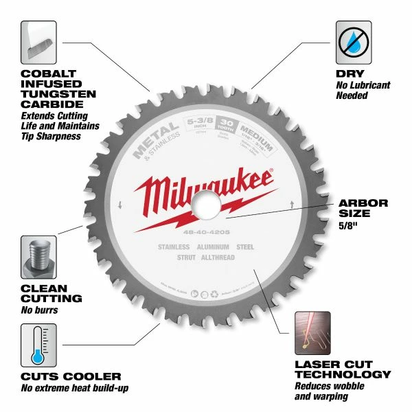 Best deal 🎉 Milwaukee 5-3/8 In. Metal Cutting Circular Saw Blade 5/8 In. Arbor 48-40-4205 🎁 3 Best deal 🎉 Milwaukee 5-3/8 In. Metal Cutting Circular Saw Blade 5/8 In. Arbor 48-40-4205 🎁 - Image 3