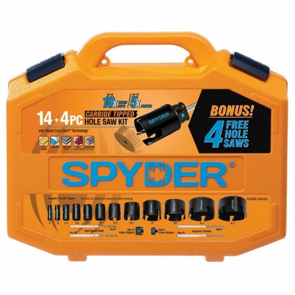 New ๐งจ Spyder Products 18 Piece Tungsten Carbide Tipped Kit Wood-Masonry Hole Saw Set 600938 ๐ 2 New ๐งจ Spyder Products 18 Piece Tungsten Carbide Tipped Kit Wood-Masonry Hole Saw Set 600938 ๐ - Image 2