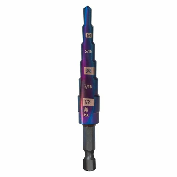 Best Pirce ❤️ Spyder Products 6 Step Bit Mach-Blue Hex Shank 3/16 In. - 1/2 In. 19020 ⭐ 1 Best Pirce ❤️ Spyder Products 6 Step Bit Mach-Blue Hex Shank 3/16 In. - 1/2 In. 19020 ⭐