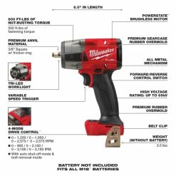 Outlet 👏 Milwaukee M18 FUEL 3/8 Mid-Torque Impact 🔧 Wrench W/ Friction Ring Bare Tool 2960-20 ⌛ -Eastwood - shop p64960 2 1